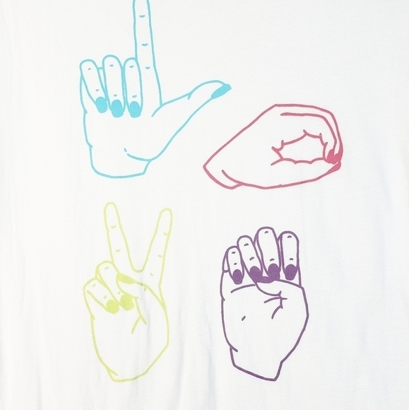 WILDFOX Love Signs Keke tee shirt sign language - Picture 2 of 6